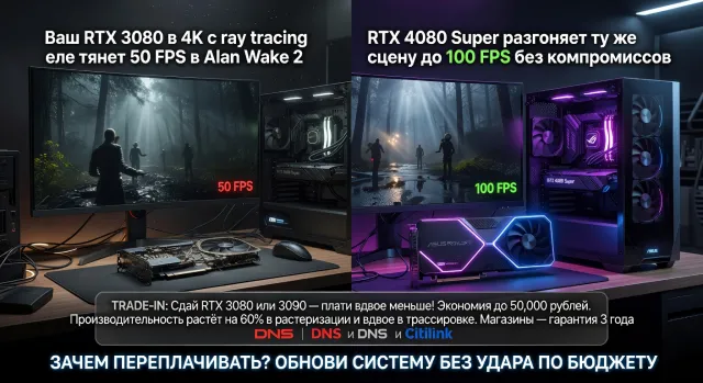 RTX 4080 Super купить с программой trade-in: на какие видеокарты можно обменять старую RTX 3080 или 3090