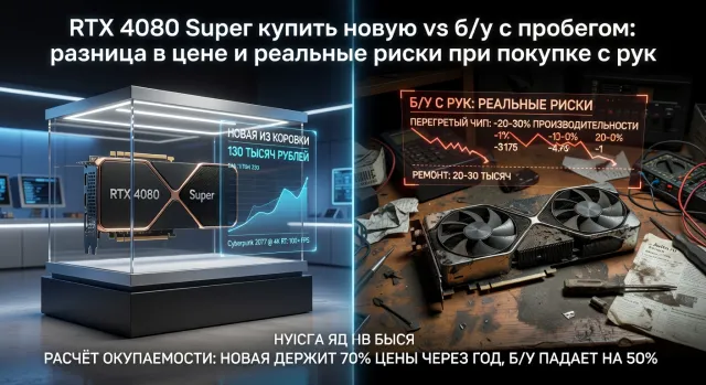 RTX 4080 Super купить новую vs б/у с пробегом: разница в цене и реальные риски при покупке с рук